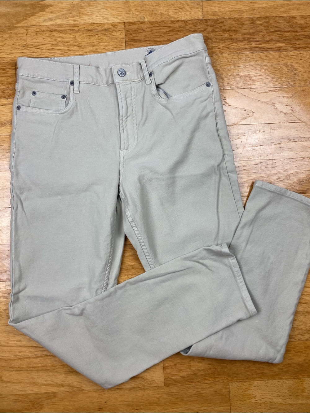 Faherty Stretch Terry Pants Mens 32x32 Stone 5 Pocket Slim Straight